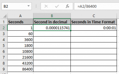 Excel convert decimal Seconds into time format