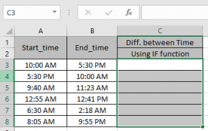 Calculate hours between time in Excel