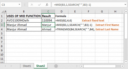 How to use the MID function in Excel
