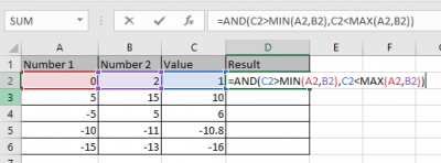 How to Check If value is between the two numbers in Excel