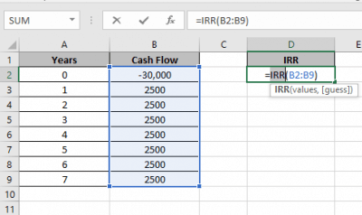 How to Use IRR Function in Excel