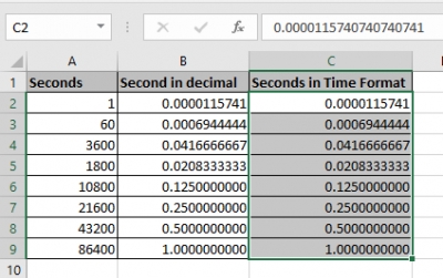 Excel convert decimal Seconds into time format