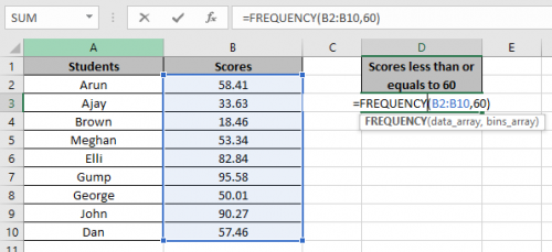 How to use the Frequency Function in Excel