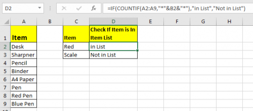 Check If Value Is In List In Excel