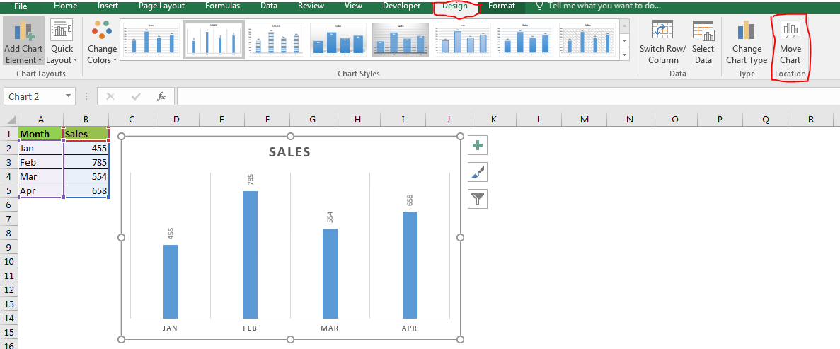 Chart Layout Tab Excel 2016