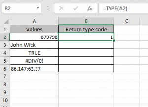 How to use the TYPE Function in Excel