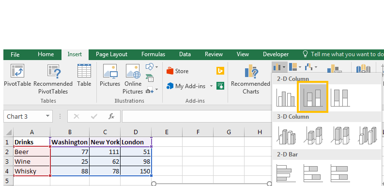 How to use Stacked Column Chart in Excel