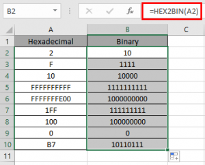How to use the HEX2BIN Function in Excel