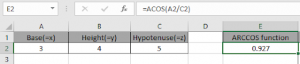 How to use the ACOS Function in Excel