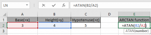 How to use the ATAN Function in Excel