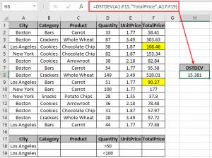 How to use the DSTDEV Function in Excel