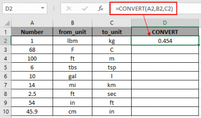 How to use the CONVERT Function in Excel