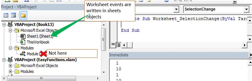 The Worksheet Events In Excel Vba