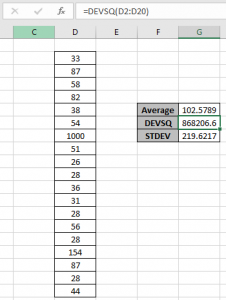 How to use the DEVSQ Function in Excel