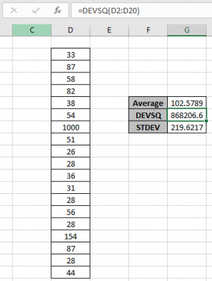 How to use the DEVSQ Function in Excel