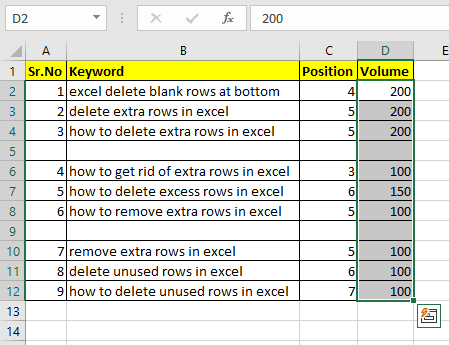 formula to delete blank columns in excel