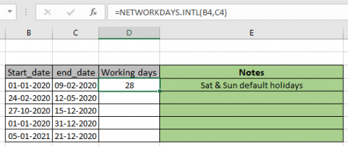 How to use the NETWORKDAYS.INTL function in Excel