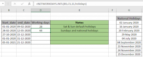 How to use the NETWORKDAYS.INTL function in Excel
