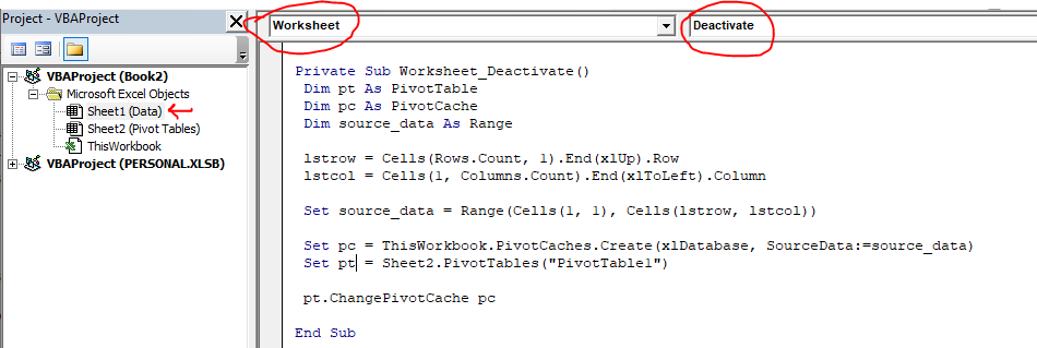macro change pivot table data source
